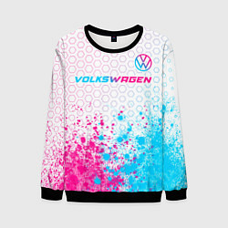 Свитшот мужской Volkswagen neon gradient style: символ сверху, цвет: 3D-черный