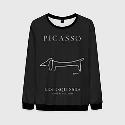Свитшот мужской Собака на черном - Пабло Пикассо, цвет: 3D-черный