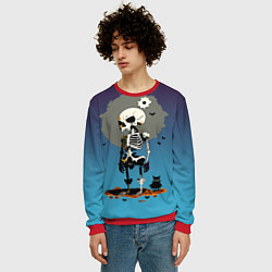 Свитшот мужской Funny skeleton - neural network - halloween, цвет: 3D-красный — фото 2