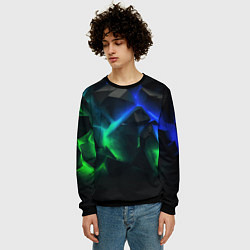Свитшот мужской Разлом синих и зеленых плит, цвет: 3D-черный — фото 2