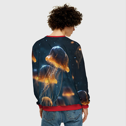 Мужской свитшот Люминисцентные медузы / 3D-Красный – фото 4