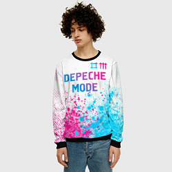 Свитшот мужской Depeche Mode neon gradient style: символ сверху, цвет: 3D-черный — фото 2