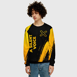 Свитшот мужской A Silent Voice - gold gradient: надпись, символ, цвет: 3D-черный — фото 2