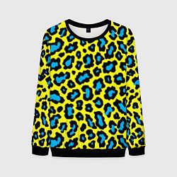 Свитшот мужской Кислотный леопард паттерн, цвет: 3D-черный