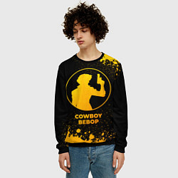 Свитшот мужской Cowboy Bebop - gold gradient, цвет: 3D-черный — фото 2