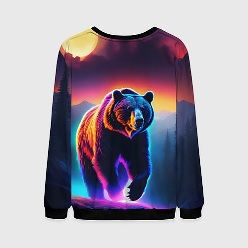 Мужской свитшот Люминесцентный медведь гризли / 3D-Черный – фото 2
