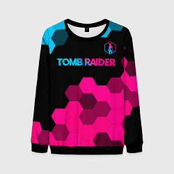 Свитшот мужской Tomb Raider - neon gradient: символ сверху, цвет: 3D-черный