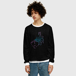Свитшот мужской Знак зодиака скорпион - космос, цвет: 3D-белый — фото 2