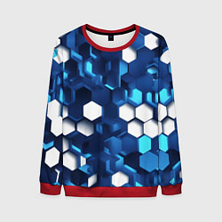 Свитшот мужской Cyber hexagon Blue, цвет: 3D-красный