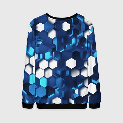 Мужской свитшот Cyber hexagon Blue / 3D-Черный – фото 2