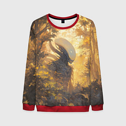 Свитшот мужской Ксеноморф в утреннем лесу, цвет: 3D-красный