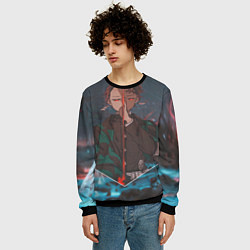 Свитшот мужской Клинок рассекающий демонов Tanjirou Kamado, цвет: 3D-черный — фото 2