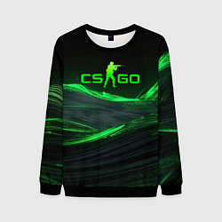 Свитшот мужской CSGO neon green logo, цвет: 3D-черный