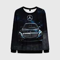 Свитшот мужской Mercedes Benz space background, цвет: 3D-черный