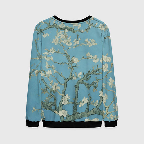 Мужской свитшот Цветущие ветки миндаля - картина ван Гога / 3D-Черный – фото 2