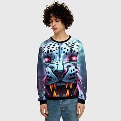 Свитшот мужской Ярость кибер-барса, цвет: 3D-черный — фото 2