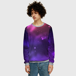 Свитшот мужской Разноцветный космос - неоновое свечение, цвет: 3D-меланж — фото 2
