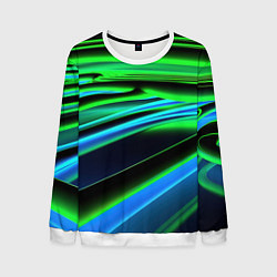 Свитшот мужской Green geometry abstract, цвет: 3D-белый