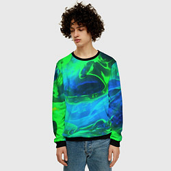Свитшот мужской Зеленый и синий дым, цвет: 3D-черный — фото 2
