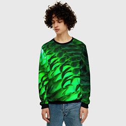 Свитшот мужской Зеленая объемная текстура, цвет: 3D-черный — фото 2