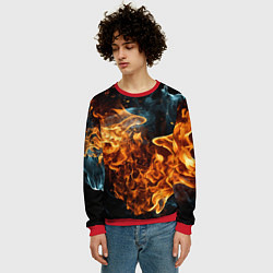 Свитшот мужской Пламя огня фон, цвет: 3D-красный — фото 2