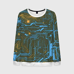 Свитшот мужской Кибер схемы Синий и жёлтый, цвет: 3D-белый