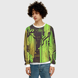 Свитшот мужской Кибер схемы кислотно-зелёные, цвет: 3D-белый — фото 2