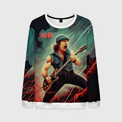 Свитшот мужской AC DC rock, цвет: 3D-белый