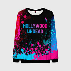 Свитшот мужской Hollywood Undead - neon gradient: символ сверху, цвет: 3D-черный