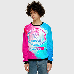Свитшот мужской Saab neon gradient style, цвет: 3D-черный — фото 2