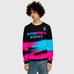 Свитшот мужской Spirited Away - neon gradient: символ сверху, цвет: 3D-черный — фото 2