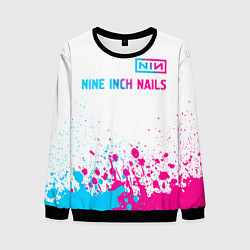 Мужской свитшот Nine Inch Nails neon gradient style: символ сверху