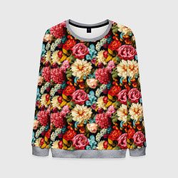 Мужской свитшот Узор из роз и разных цветов