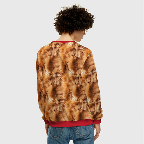Мужской свитшот Меховой паттерн / 3D-Красный – фото 4