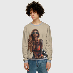 Свитшот мужской Девушка с тату, цвет: 3D-меланж — фото 2