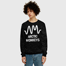 Свитшот мужской Arctic Monkeys glitch на темном фоне, цвет: 3D-черный — фото 2