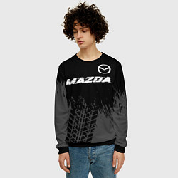 Свитшот мужской Mazda speed на темном фоне со следами шин: символ, цвет: 3D-черный — фото 2