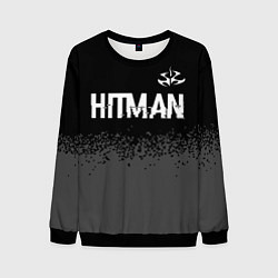 Свитшот мужской Hitman glitch на темном фоне: символ сверху, цвет: 3D-черный