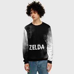 Свитшот мужской Zelda glitch на темном фоне, цвет: 3D-черный — фото 2