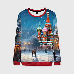 Свитшот мужской Новогодняя Москва, цвет: 3D-красный