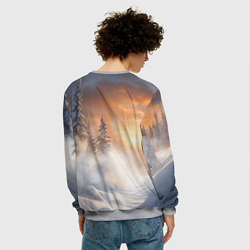 Мужской свитшот Бурый медведь в лесу / 3D-Меланж – фото 4