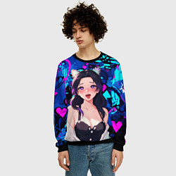 Свитшот мужской Шинобу ахегао, цвет: 3D-черный — фото 2