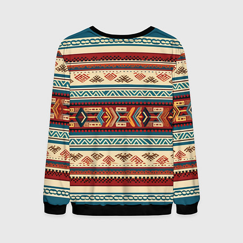 Мужской свитшот Этнический паттерн в горизонтальную полоску / 3D-Черный – фото 2