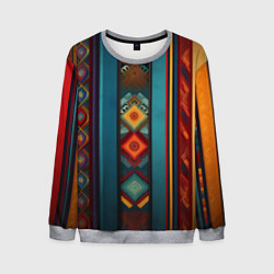 Свитшот мужской Этнический орнамент в вертикальную полоску, цвет: 3D-меланж