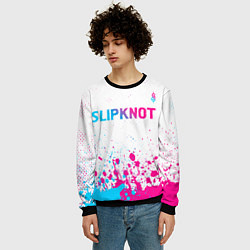 Свитшот мужской Slipknot neon gradient style посередине, цвет: 3D-черный — фото 2