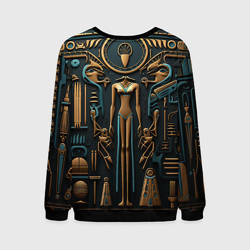 Мужской свитшот Орнамент в стиле египетской иероглифики / 3D-Черный – фото 2