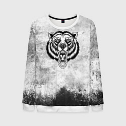 Свитшот мужской Texture - медведь в ярости, цвет: 3D-белый