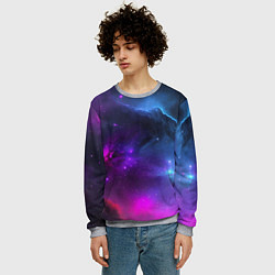 Свитшот мужской Бескрайний космос фиолетовый, цвет: 3D-меланж — фото 2