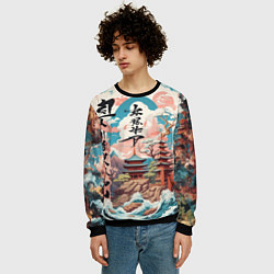 Свитшот мужской Потёртая Японская иллюстрация, цвет: 3D-черный — фото 2