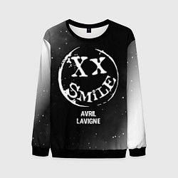 Свитшот мужской Avril Lavigne glitch на темном фоне, цвет: 3D-черный